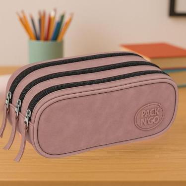 Imagem de Estojo Escolar Triplo Pack N'go Grande 3 Compartimentos 2 Cores - GOAL