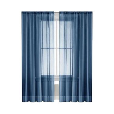 Imagem de Cortinas De Tela Semi Blackout De Cor Sólida Em Terylene 2PCS Para Sal