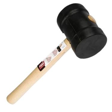 Imagem de Martelo de Borracha Preto com Cabo de Madeira 80mm Max - MAXMETALURGIC