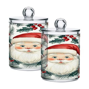 Imagem de xigua Pacote com 4 lindos suportes de Natal para bolas de algodão, cotonete – Frasco de plástico de boticário de armazenamento versátil transparente de 4 ml para banheiro e organização de