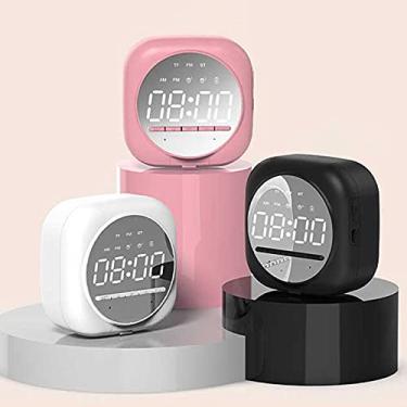 Imagem de Relógio Despertador com Alto-Falante e Brilho LED Ajustável Reprodutor de Música Sem Fio Multifuncional Alto Som Configurações Duplo Função Espelho Te