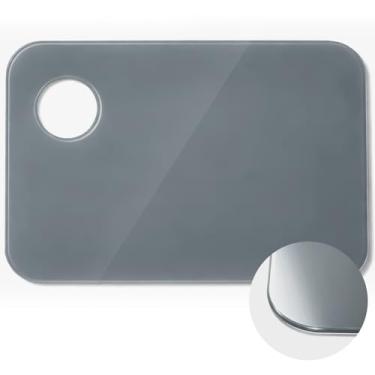 Imagem de Nuanchu Paleta retangular de vidro temperado cinza neutro de 20 x 30 cm para pintura a óleo, paleta de tinta, resistente a arranhões, limpa para mistura de cores DIY