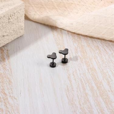 Imagem de Brincos de aço cirúrgico 316L de zircônia cúbica com parafuso traseiro para mulheres e homens, brinco de cartilagem para vários piercings, 6*8MM, Aço inoxidável, Sem pedra preciosa