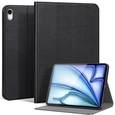 Imagem de XFYKJIN Capa de couro genuíno para iPad Air de 11 polegadas M3/M2 (2025/2024) e 10,9 polegadas, capa inteligente protetora de grau militar de 360° com suporte multi-ângulo, despertar/hibernar