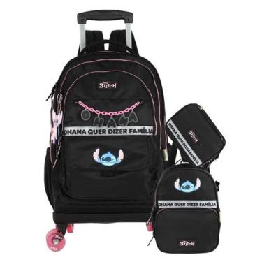 Imagem de Kit Lilo Stitch Mochila 4 Rodas + Lancheira + Estojo Box - Luxcel