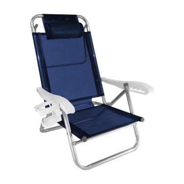 Imagem de Cadeira de Praia Alumínio Reforçada 5 Posições Top Line Marinho Zaka 120 KG-Unissex