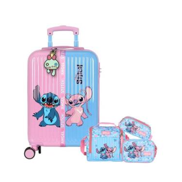 Imagem de Kit Lilo Stitch Mala Viagem Escolar + Lancheira e Estojos - Luxcel