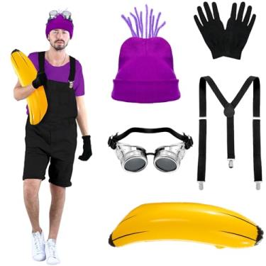 Imagem de Silicherry 7 peças de acessórios de fantasia de Halloween para adultos, gorro, óculos, suspensórios, luvas para cosplay