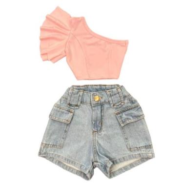 Imagem de Roupa Infantil Feminina Cropped Mula Manca E Short Cargo - Mini Diva, 