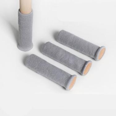 Imagem de Generic 4 peças de protetores de chão de perna de cadeira - capas de pé de tecido de malha para pisos de madeira, antiderrapante, redução de ruído (cinza)