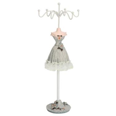 Imagem de Cuofyunl brincos colar vestido de princesa suporte display manequim de ferro princesa rack de joias pinho verde (1)