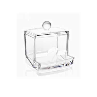 Imagem de Porta Cotonetes de Algodão Transparente Caixa Armazenamento Acrílico com Tampa Maquiagem Cosmética para Banheiro e Sala Vestir