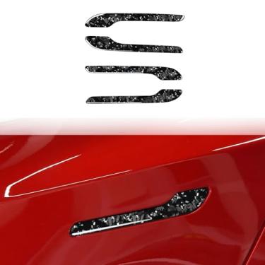 Imagem de FINMOKAL Adesivo de acabamento de maçaneta de porta externa de carro de fibra de carbono forjado compatível com Tesla Model 3 2017-2022 / Modelo Y 2020-2024