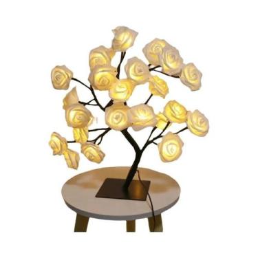 Imagem de Luminária De Mesa LED Em Forma De Flor Rosa Com Luzes De Natal USB Par