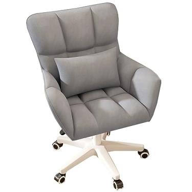 Imagem de Cadeira de veludo para escritório em casa, cadeiras de mesa com encosto médio com almofada lombar, cadeiras de tarefas ajustáveis com braços, cadeira giratória giratória para computador, jogos para