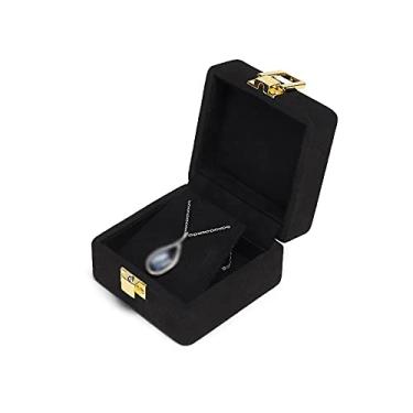 Imagem de Porta-joias, caixa de armazenamento para exibição de joias, anel de noivado, brincos, brincos, colar, pulseira, caixa de presente para aniversário, casamento, aniversário, exibição de joias pretas