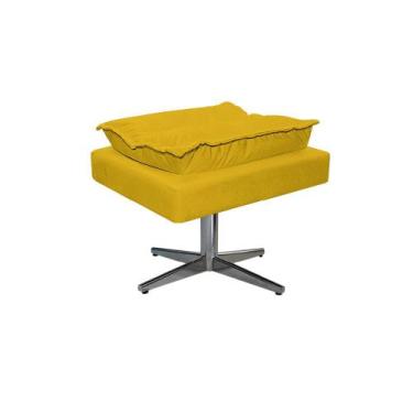 Imagem de Puff Opala Base Giratória de Metal Sintético - Amarena Móveis, Amarelo