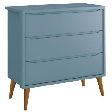 Imagem de Cômoda Gaveteiro Théo New Azul Fosco com Madeira - Reller