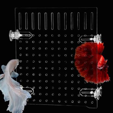 Imagem de PINVNBY Divisor de tanque de peixes de 10 galões, divisor de aquário de acrílico com 8 peças de ventosa, separador de aquário transparente para peixes Betta (tamanho: 30 x 25 cm/11,81 x 9,84 pol.)