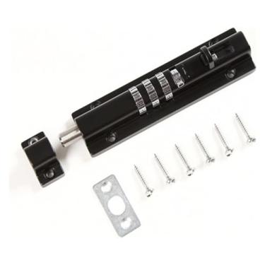 Imagem de Trava de porta deslizante interna, fivela de porta de aço inoxidável fechadura de porta de entrada sem chave mecânica código digital combinação de teclado de porta fechadura fácil de instalar, branco