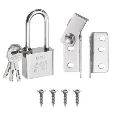 Imagem de PATIKIL Trava de porta flip de 1,5 mm, aço inoxidável 304, abertura esquerda, parafuso deslizante para quarto, portas de banheiro, armários janelas, prata