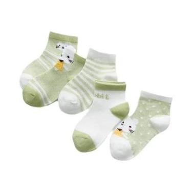 Imagem de Meias Infantis Para Bebês, 5 Pares, Malha De Algodão, Recém-nascidos, 