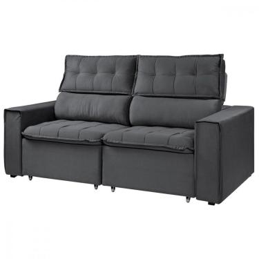 Imagem de Sofá Retratil Reclinavel Estofado Cancún 200cm Veludo Chumbo Chumbo