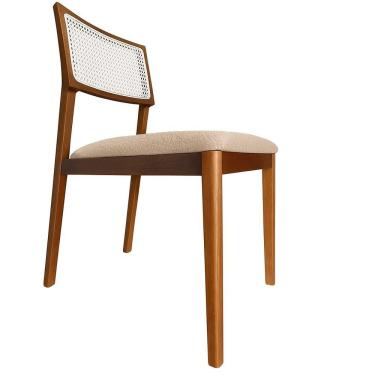 Imagem de Cadeira élise Madeira Maciça Linho Ou Boucle 2 Peças - Élpis Móveis Boucle Bege Imbuia