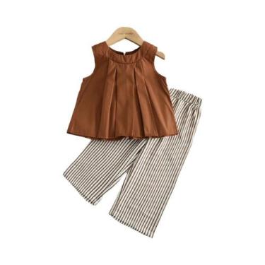 Imagem de Conjunto De Blusa Sem Mangas Com Bolinhas E Calças Largas Para Bebês M