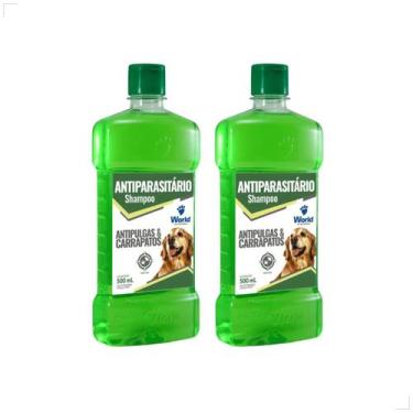 Imagem de Kit 2 Shampoo Para Cães Antipulgas Carrapato 500ml World Medida:500ml 