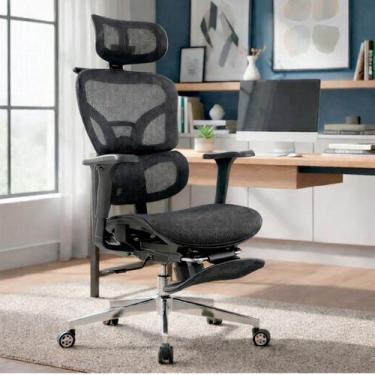 Imagem de Cadeira De Escritório Ergonômica Giratória Com Apoio De Cabeça e Supor