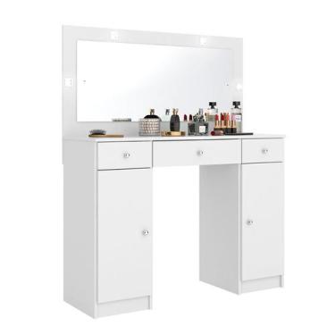 Imagem de Penteadeira Camarim com Espelho Carisma 2 Portas 3 Gavetas Branca - Mo