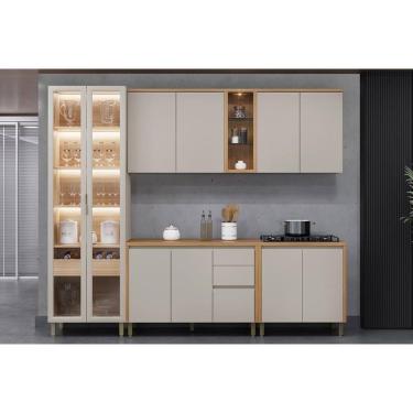 Imagem de Kit De Cozinha Completa 5 Peças Allure (2aéreos+2balcões+1cristaleira) Cp05 Jequitiba-gris Fosco - Linea Brasil