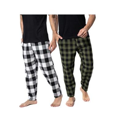 Imagem de Kit 2 Calças De Dormir Inverno Masculina Flanela Xadrez-Masculino
