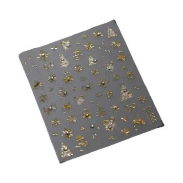 Imagem de Adesivos De Unha De Natal Com Floco De Neve Rosa, Decalques De Unha 5D