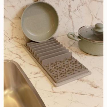 Imagem de Escorredor de Pratos 37 x 16,5 x 4cm Cinza Pedra Diatomita - Lyor