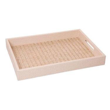 Imagem de Bandeja Retangular Fundo de Madeira 36 x 24 x 5cm Marrom MDF - Wolff