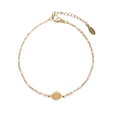 Imagem de Pulseira Feminina De Aço Inoxidável Com Esmalte Sol Para Festas Na Pra