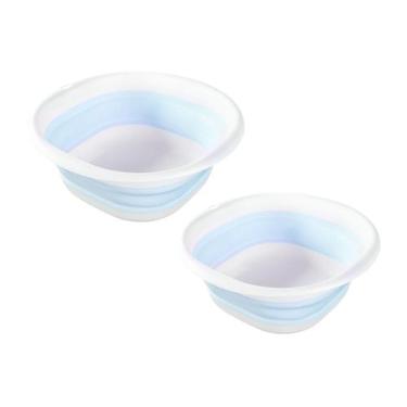 Imagem de Kit 2 Bacias Retrátil Roupas Banho Bebê Ofurô 9L Pimpolho