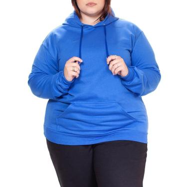Imagem de Blusa Feminina Plus Size Moletom Canguru Grande Com Capuz Liso Cor:;Tamanho:G5;Gênero:Feminino-Feminino