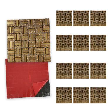 Imagem de Pastilha De Vidro Adesiva Kit 12 Uni Parede Sala Cozinha Banheiro Decorativa Facil Aplicacao Moderna Requintado Reforma