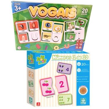 Imagem de Kit Brinquedo Educativo 3 Anos Quebra-cabeça Numeros 1 Ao 10 E Jogo Da