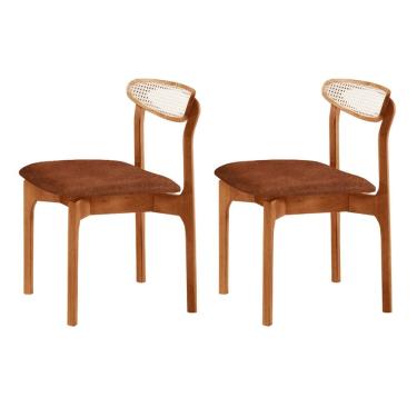 Imagem de Conjunto com 2 Cadeiras Premium em Madeira Maciça Monaco Star Puce /Imbuia Natural