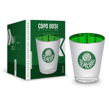 Imagem de Copo Dose BrasFoot Vidro Licenciado Metálic Sociedade Esportiva Palmei