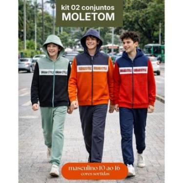 Imagem de Kit 2 Conjunto Moletom Juvenil Masculino tamanho 10 ao 16-Masculino