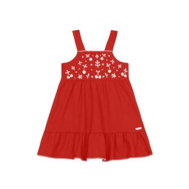 Imagem de Vestido infantil menina floral Brandili, 2, Vermelho