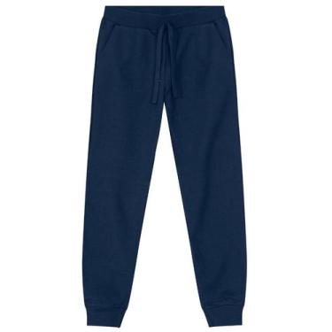 Imagem de Calça Jogger Básica em Moletinho infantil menino Brandili-Azul, M, Azu