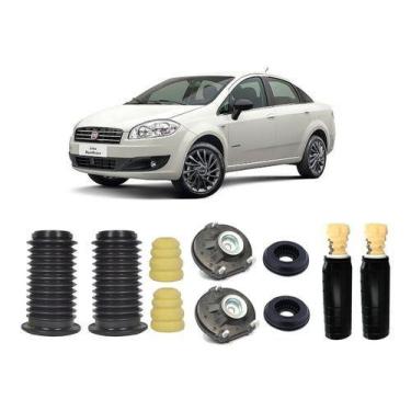 Imagem de Kit Coxim Amortecedor Dianteiro Traseiro Fiat Linea 2008/16 - QualyKit