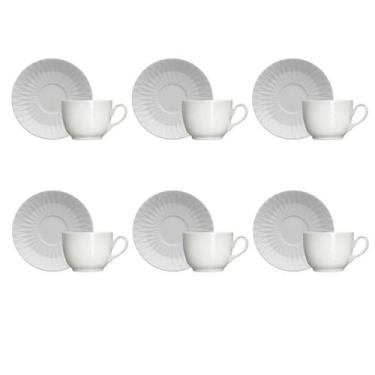 Imagem de Kit 6 Xícaras Chá com Pires Diamante Porcelana - Germer Porcelanas