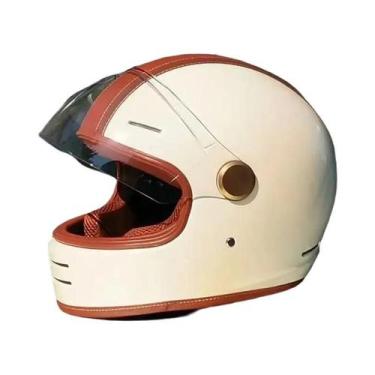 Imagem de Capacete De Moto Retrô Vintage Aberto Certificado DOT Para Pilotagem D